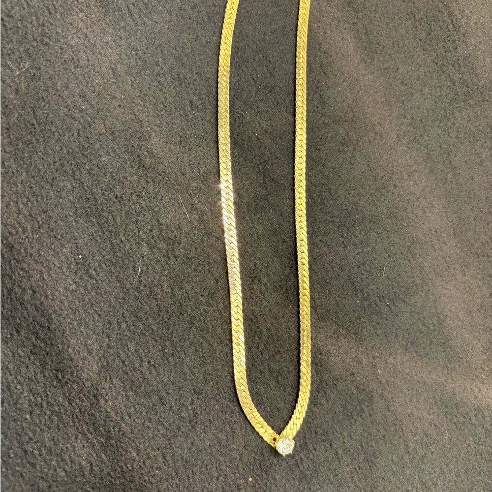 Gold chevron CZ solitaire necklace
